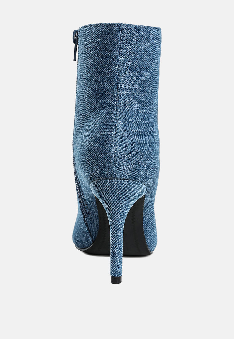Bow Detail Denim Ankle Boots by Rag