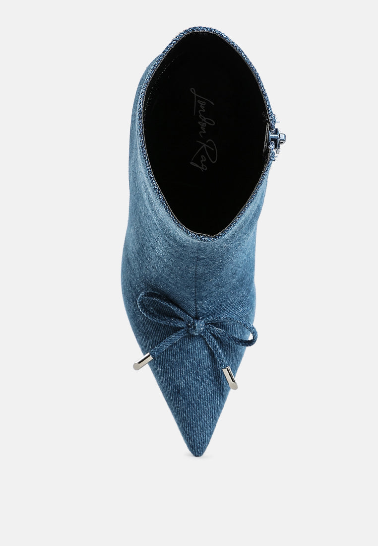 Bow Detail Denim Ankle Boots by Rag