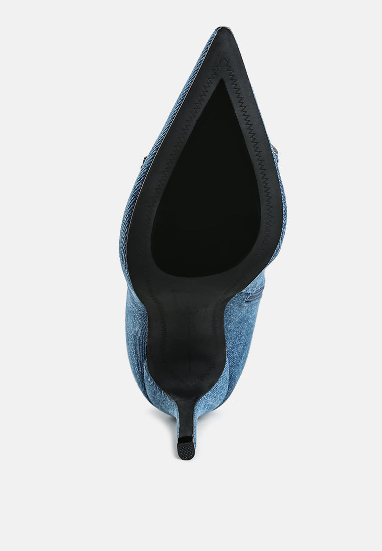 Bow Detail Denim Ankle Boots by Rag