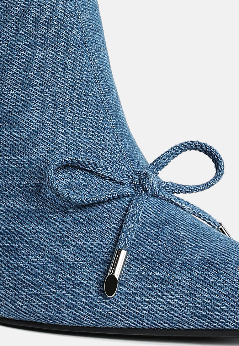 Bow Detail Denim Ankle Boots by Rag