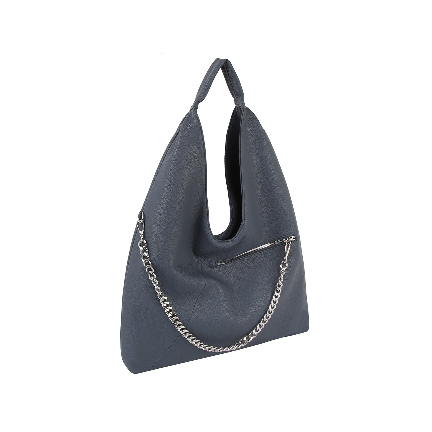 Chain zipper detail hobo by Handbag Factory