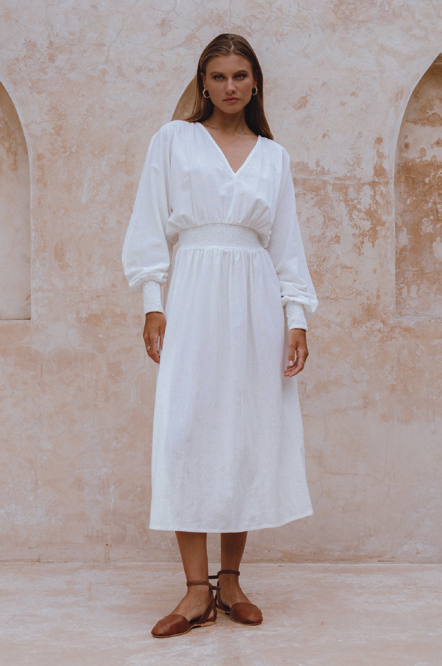 Carla Long Sleeve Linen Dress by Bali Lane