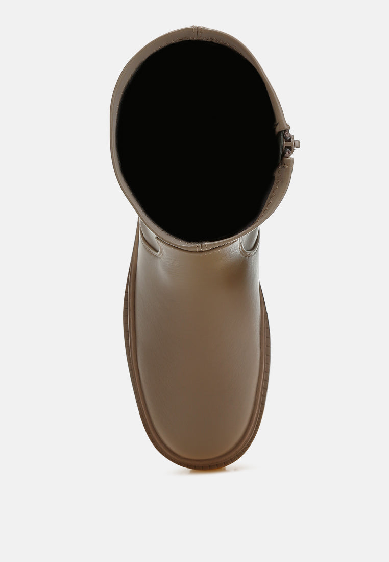 Chunky Faux Leather Calf Boots by RAG