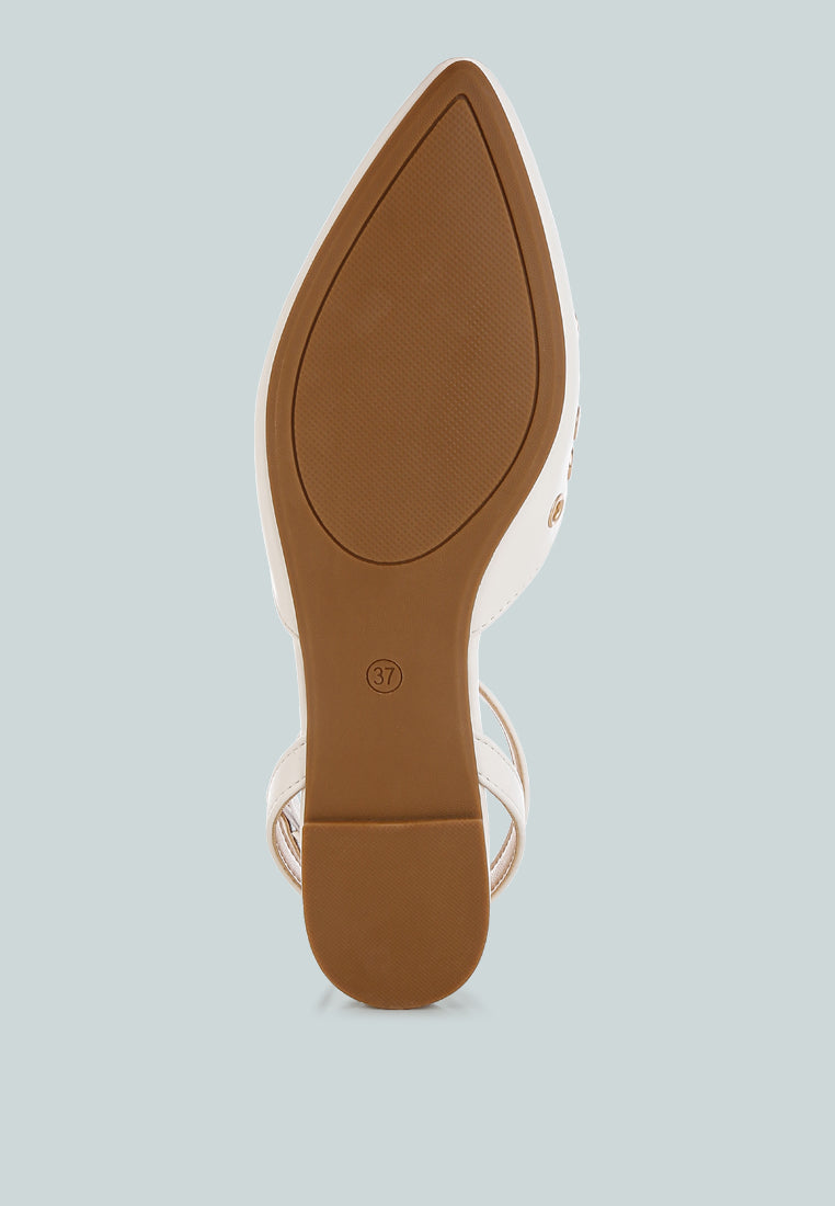 Metallic Eyelet Detail Flat Sandals by RAG