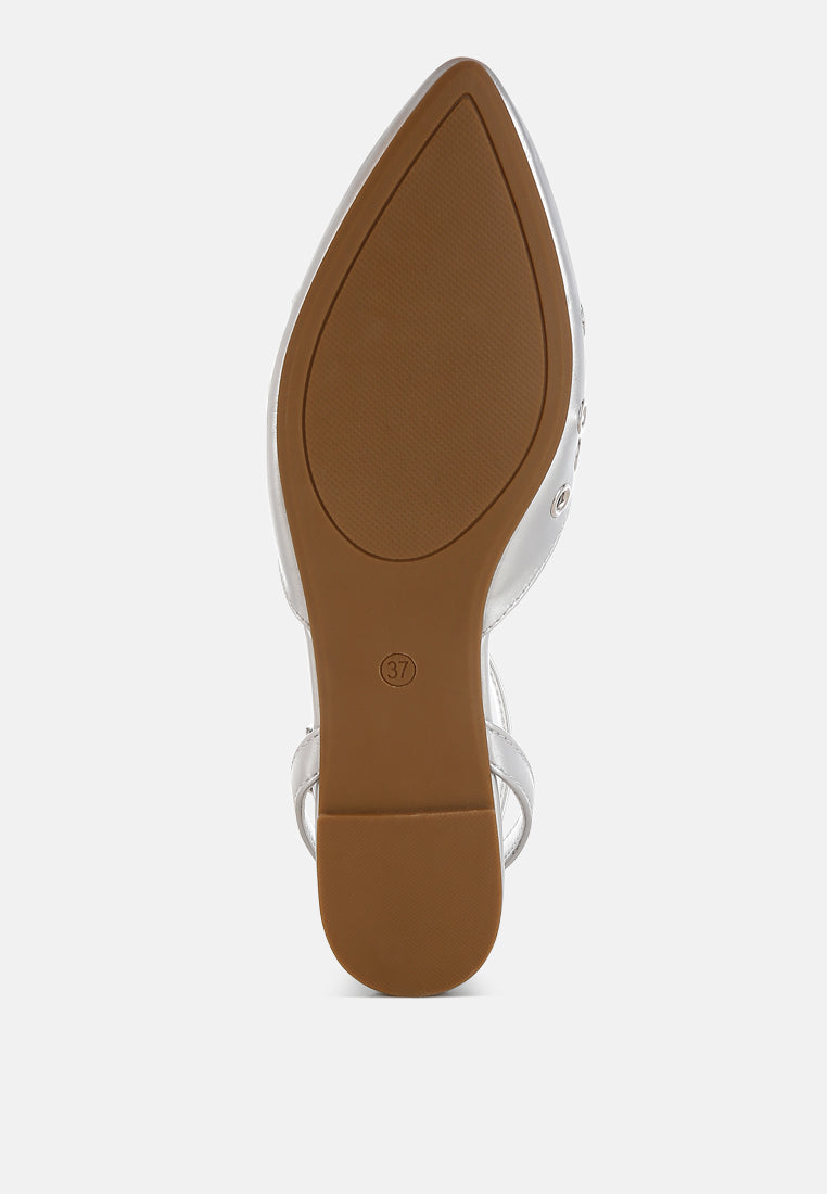 Metallic Eyelet Detail Flat Sandals by RAG