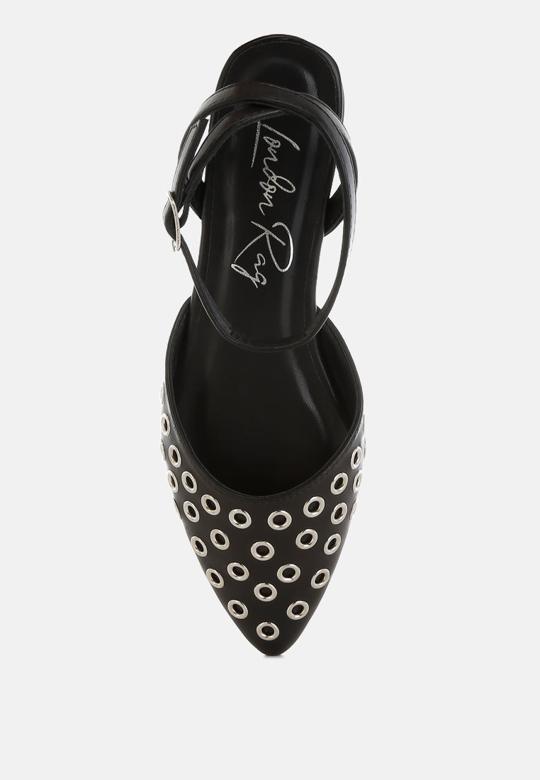 Metallic Eyelet Detail Flat Sandals by RAG