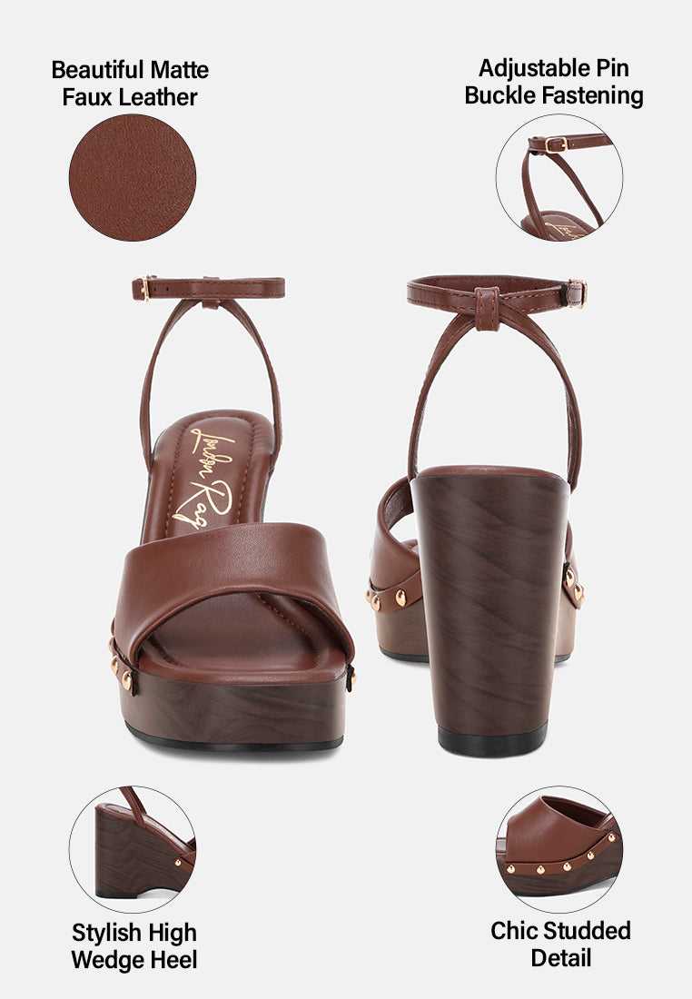 Colada Ankle Strap Studded Wedges