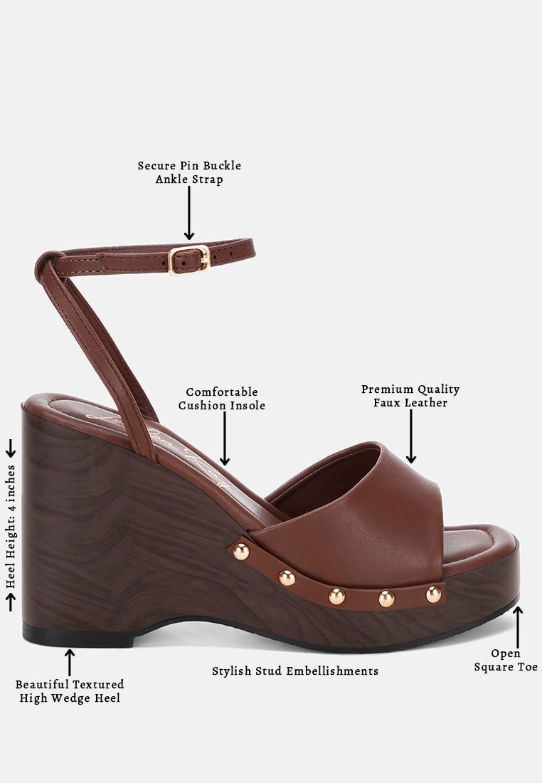 Colada Ankle Strap Studded Wedges
