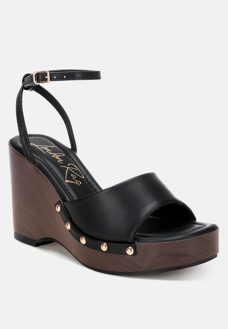 Colada Ankle Strap Studded Wedges