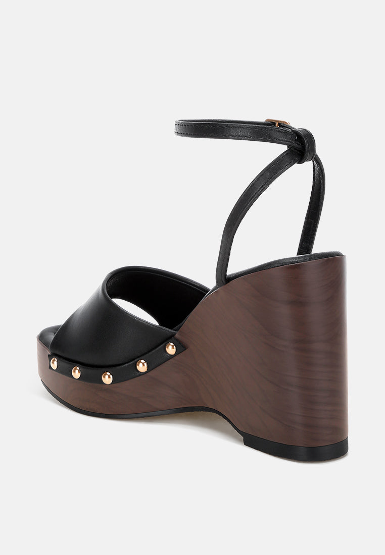 Colada Ankle Strap Studded Wedges