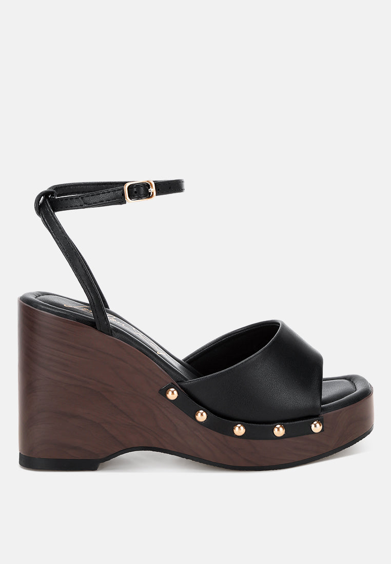 Colada Ankle Strap Studded Wedges