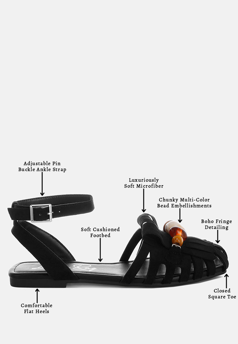 Corvina Bead Embellished Cut Work Flats