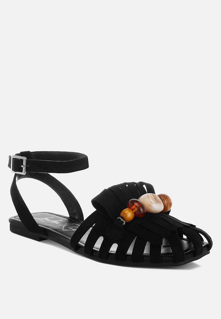 Corvina Bead Embellished Cut Work Flats