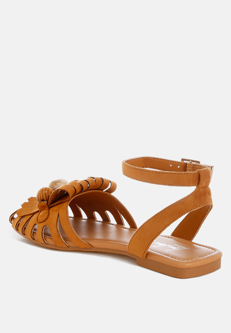 Corvina Bead Embellished Cut Work Flats
