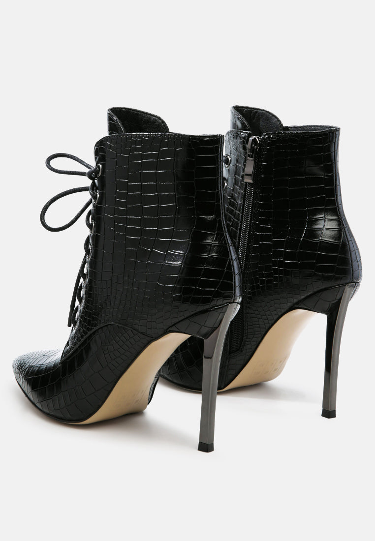 Escala Croc Stiletto Ankle Boots by RAG