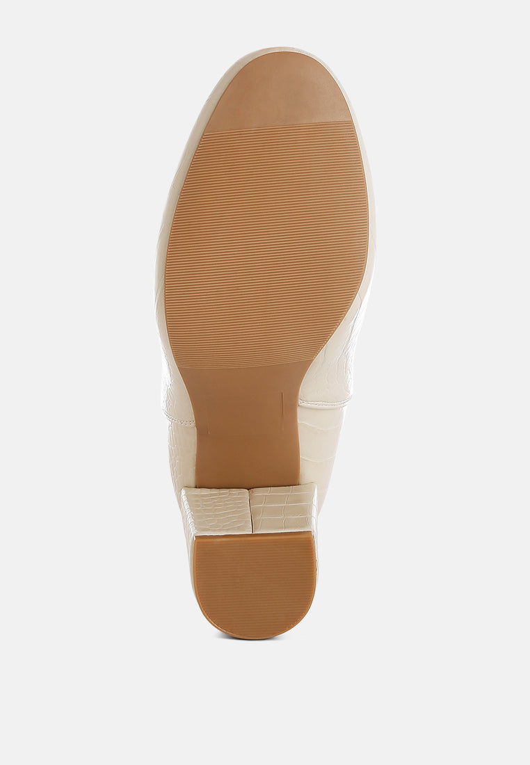 Croc Textured Block Heeled Chelsea Boot by MODE