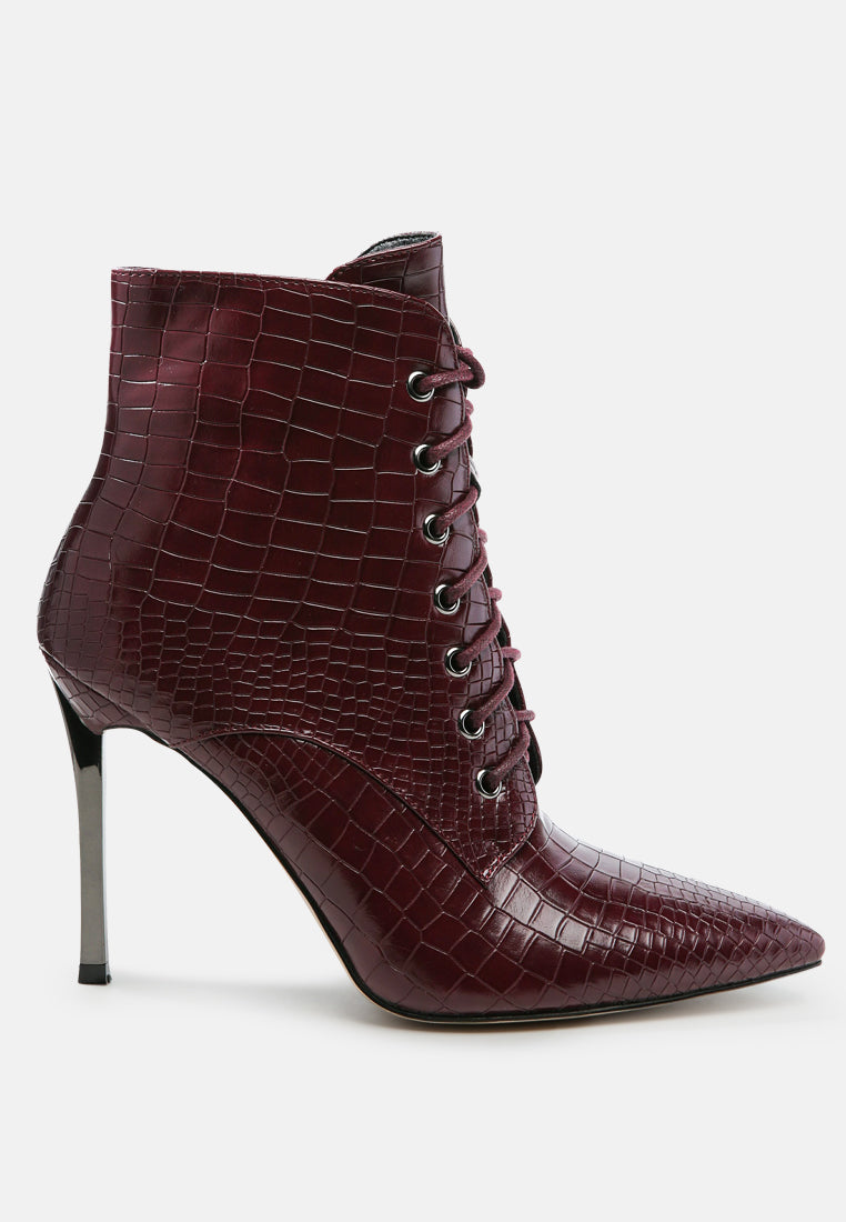 Escala Croc Stiletto Ankle Boots by RAG