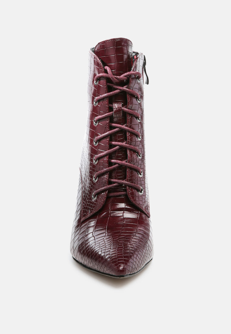 Escala Croc Stiletto Ankle Boots by RAG