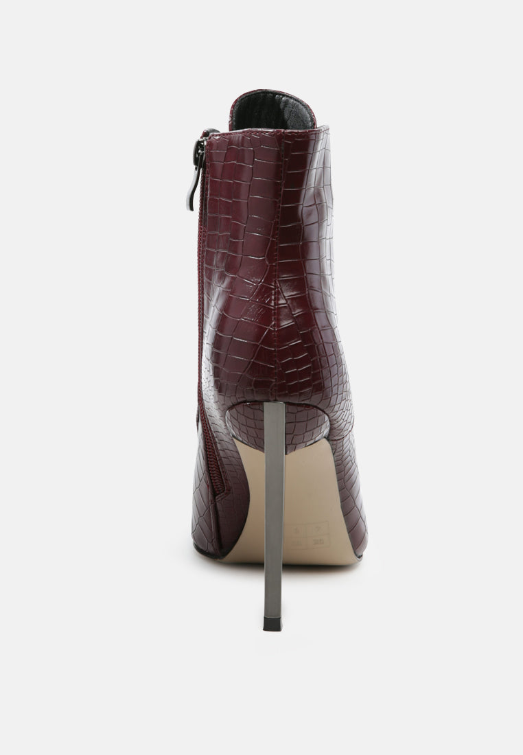 Escala Croc Stiletto Ankle Boots by RAG
