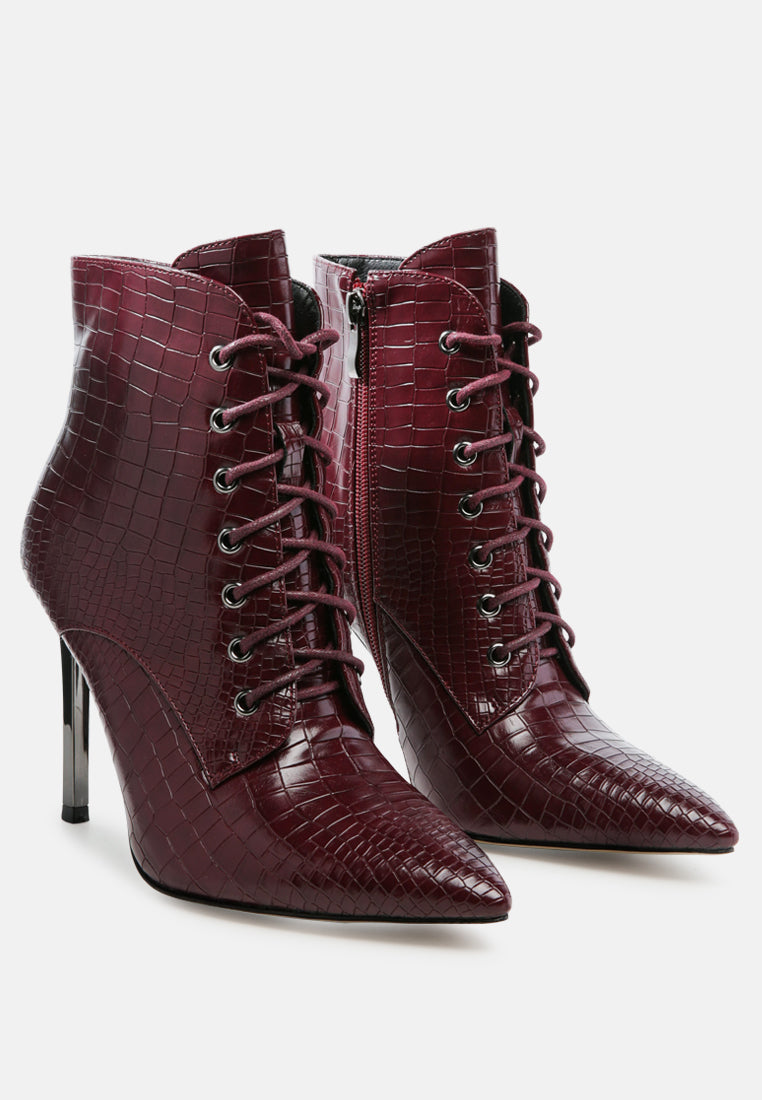 Escala Croc Stiletto Ankle Boots by RAG