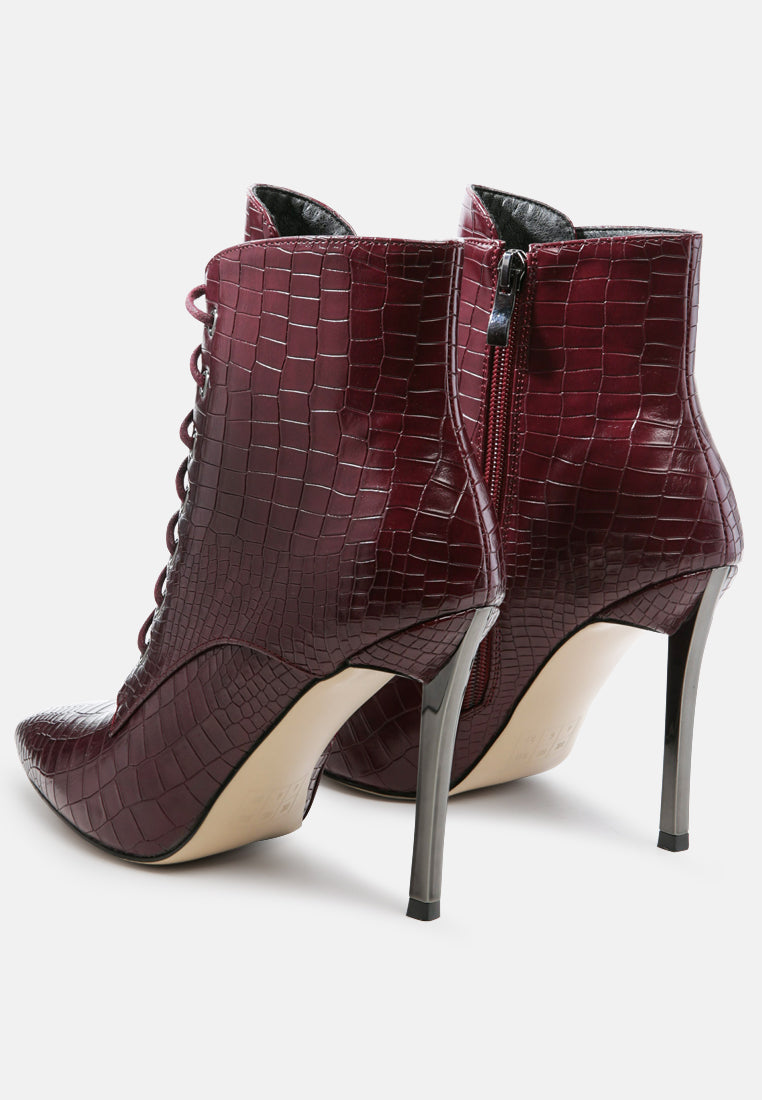 Escala Croc Stiletto Ankle Boots by RAG