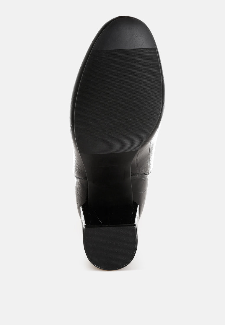 Croc Textured Block Heeled Chelsea Boot by MODE