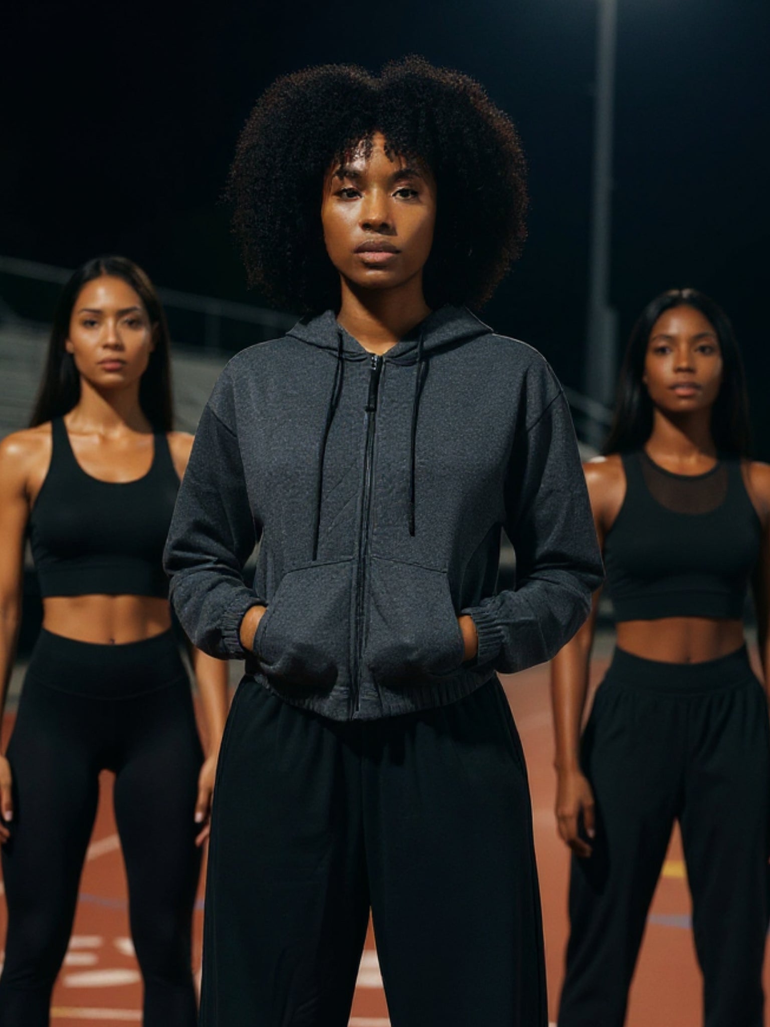 CROPPED ELASTICIZED HOODIE JACKET CHARCOAL by Kadi