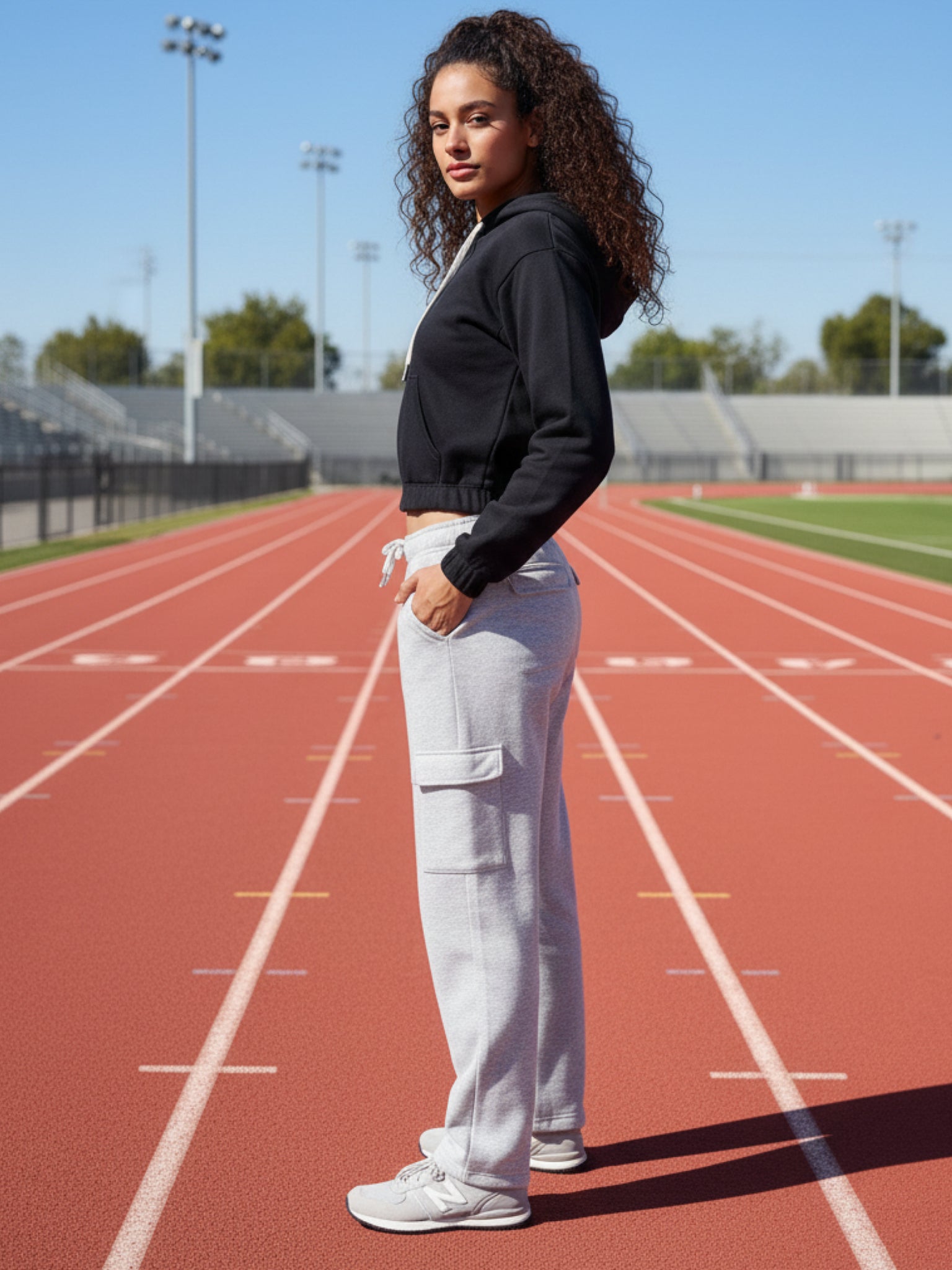 CARGO STRAIGHT LEG FLEECE PANTS by Kadi