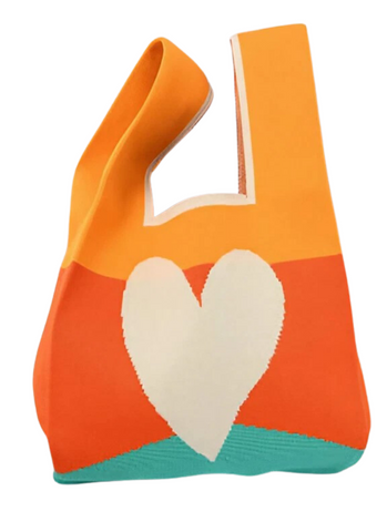 Heart Design Knitted Tote Bag