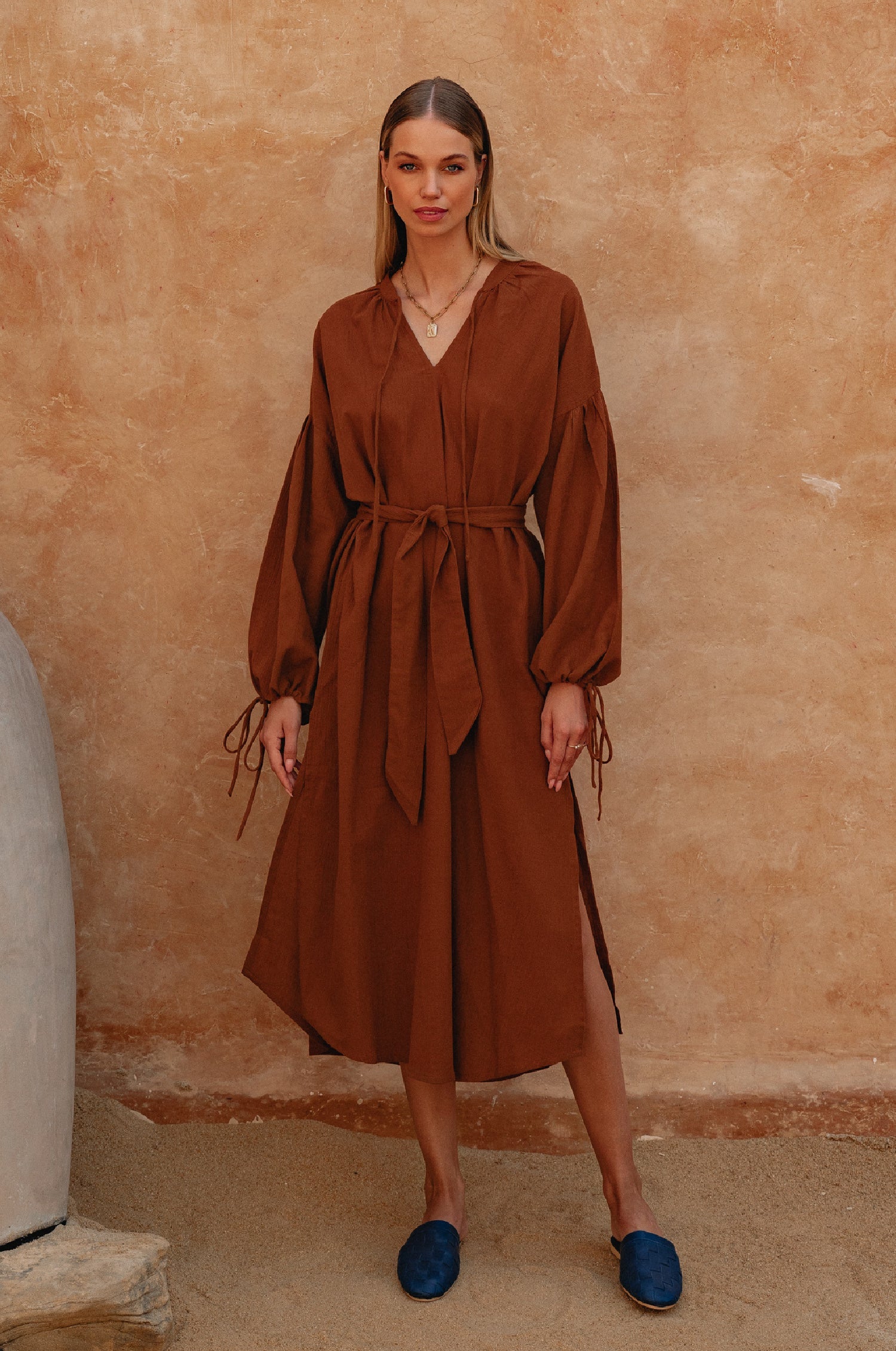 Denise Long Sleeve Linen Kimono Dress by Bali Lane