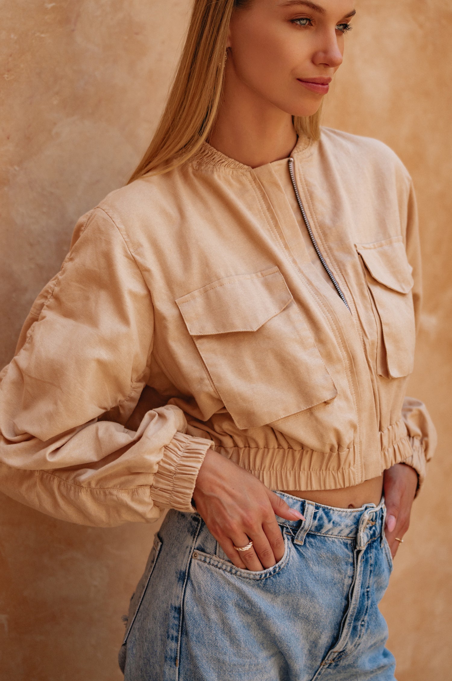 Denver Linen Bomber Jacket by Bali Lane