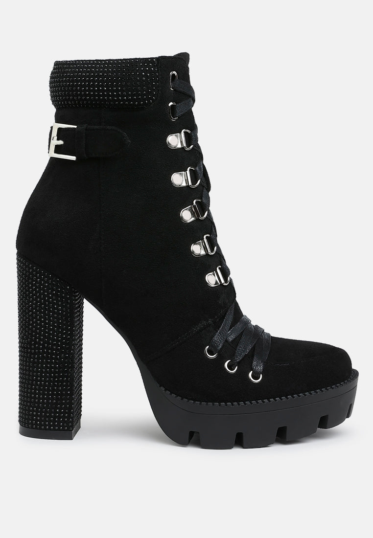 Diamante Set Block Heeled Ankle Boot by MODE