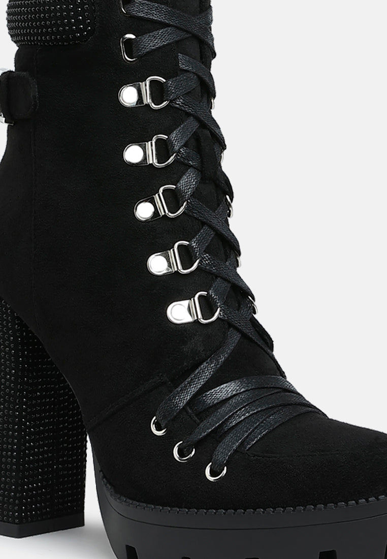 Diamante Set Block Heeled Ankle Boot by MODE