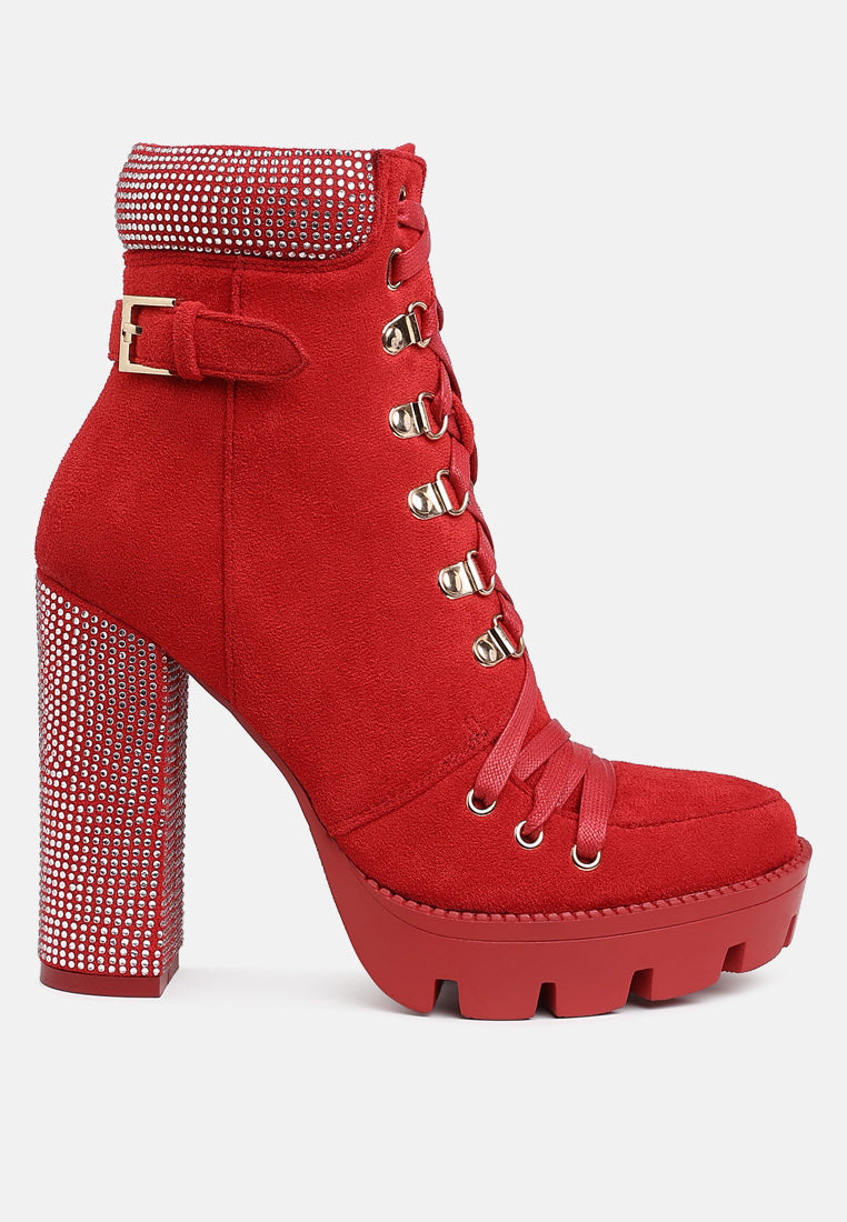 Diamante Set Block Heeled Ankle Boot by MODE