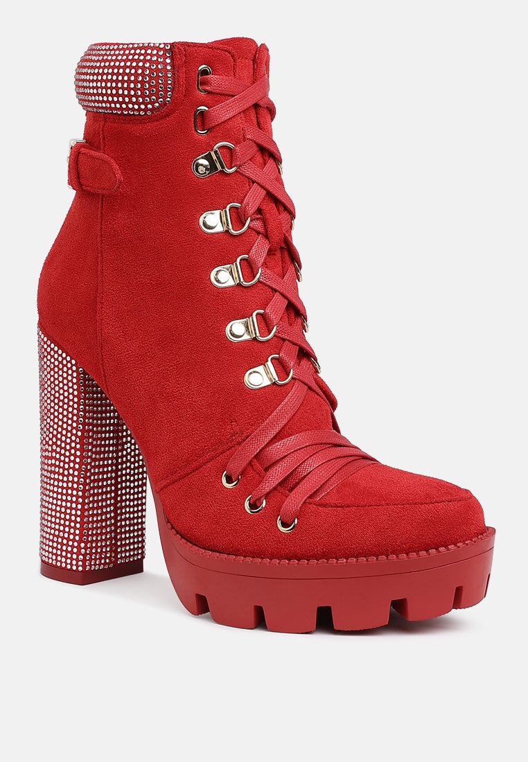 Diamante Set Block Heeled Ankle Boot by MODE