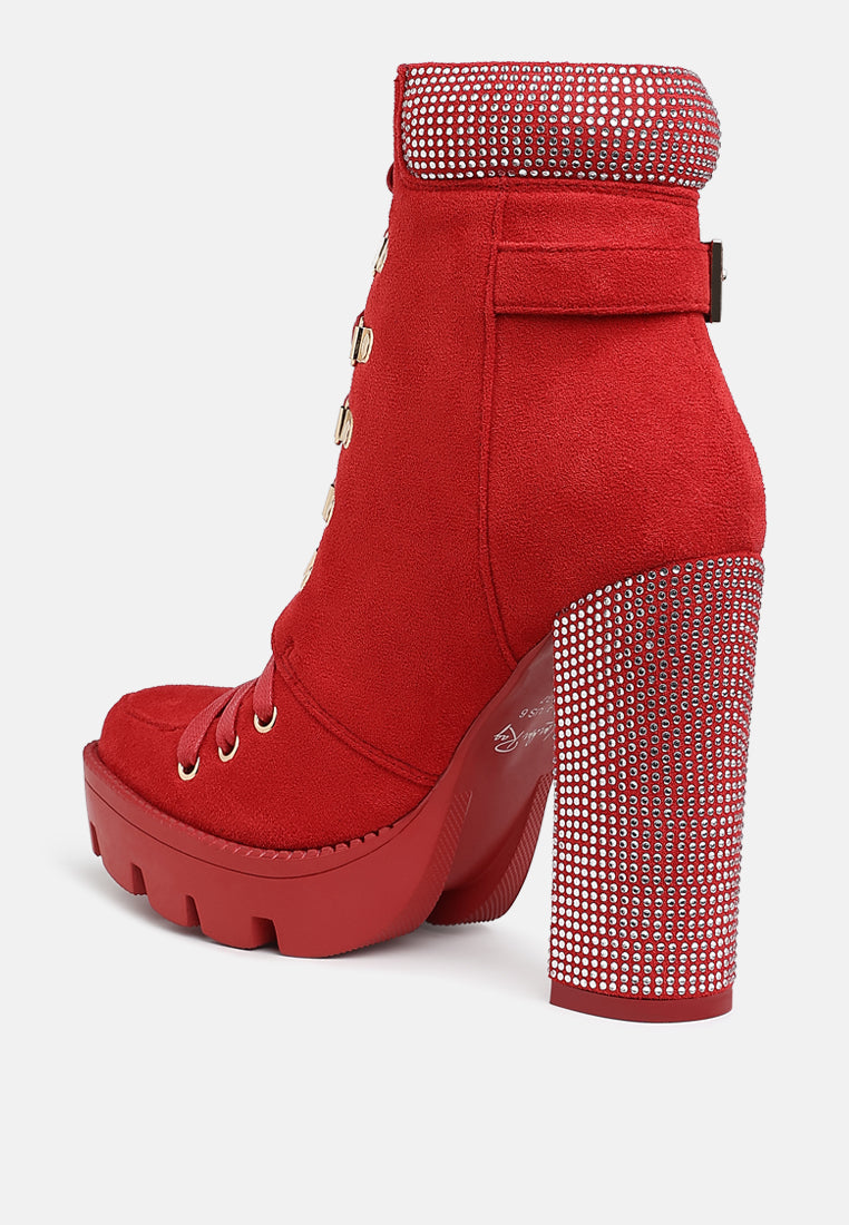 Diamante Set Block Heeled Ankle Boot by MODE