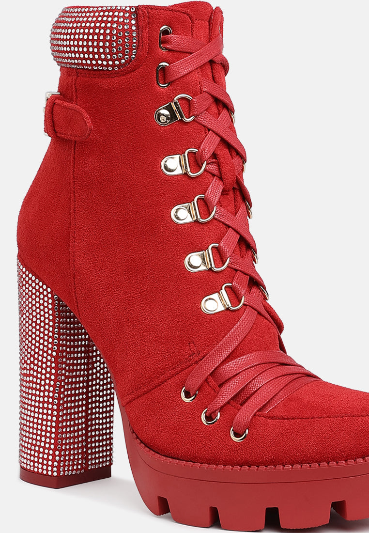 Diamante Set Block Heeled Ankle Boot by MODE