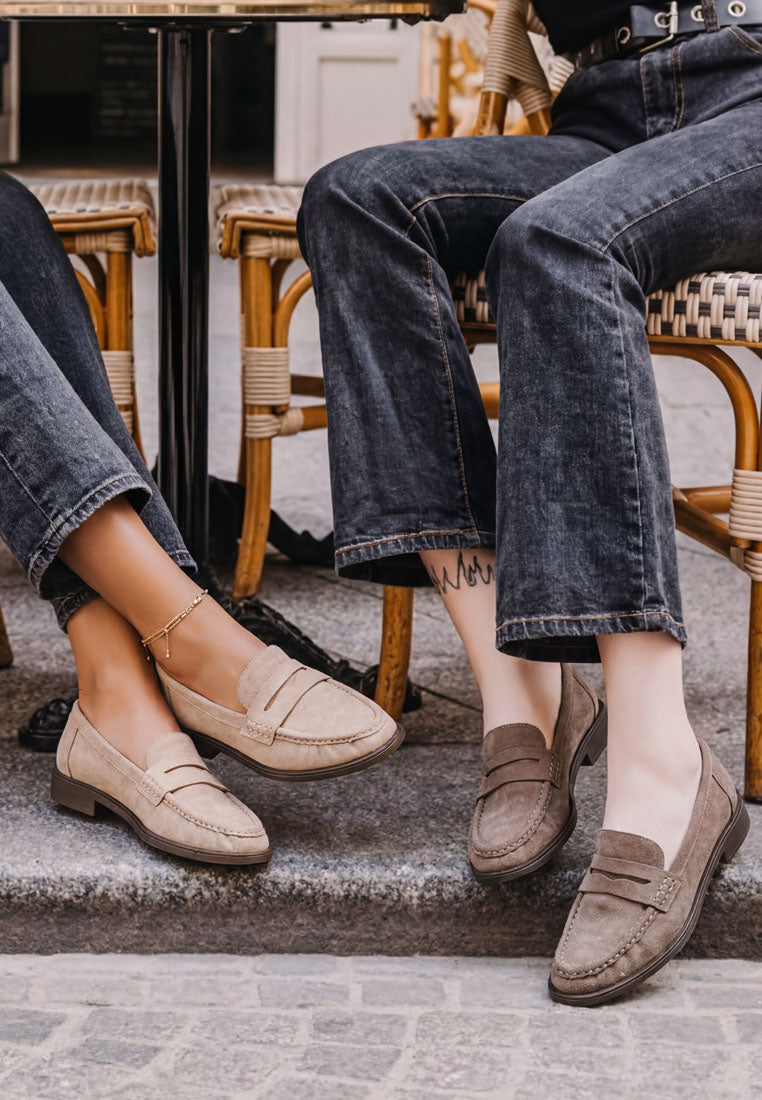 Fhalko Penny Strap Low Block Heel Loafers