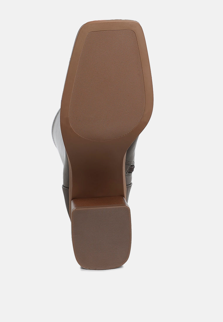 Faux Leather Block Heel Boots by RAG