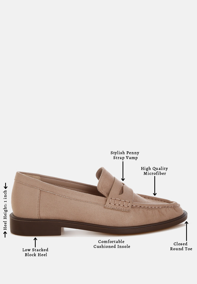 Fhalko Penny Strap Low Block Heel Loafers