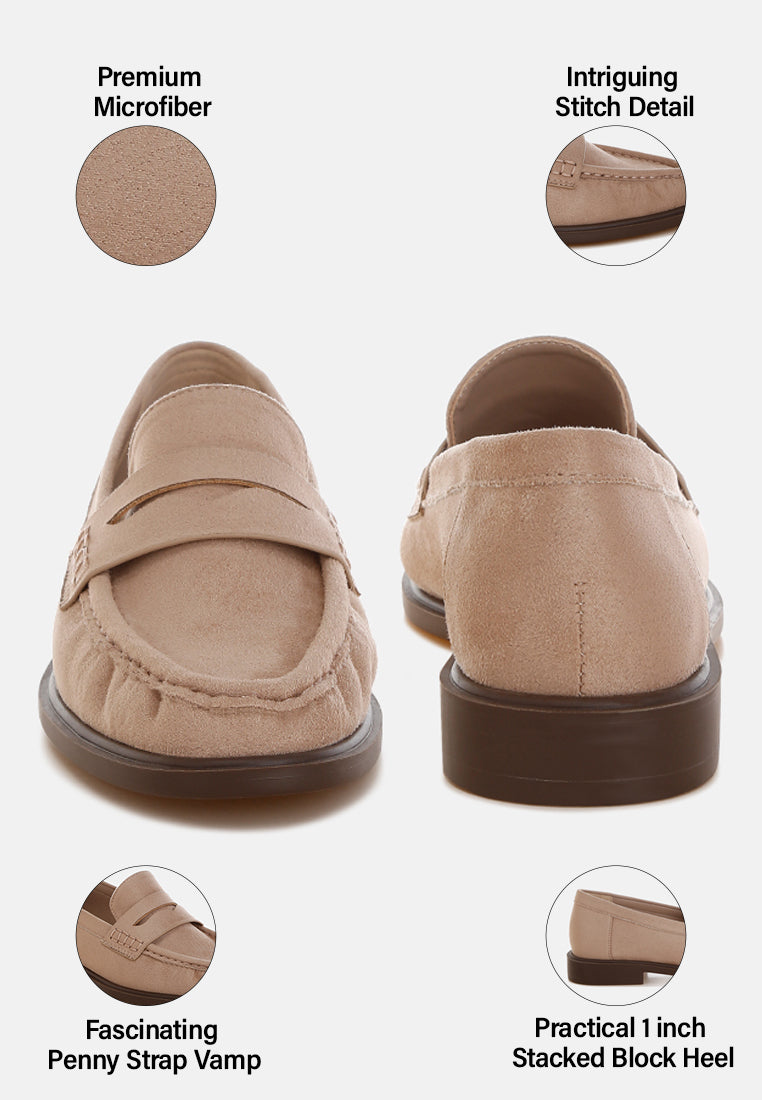 Fhalko Penny Strap Low Block Heel Loafers