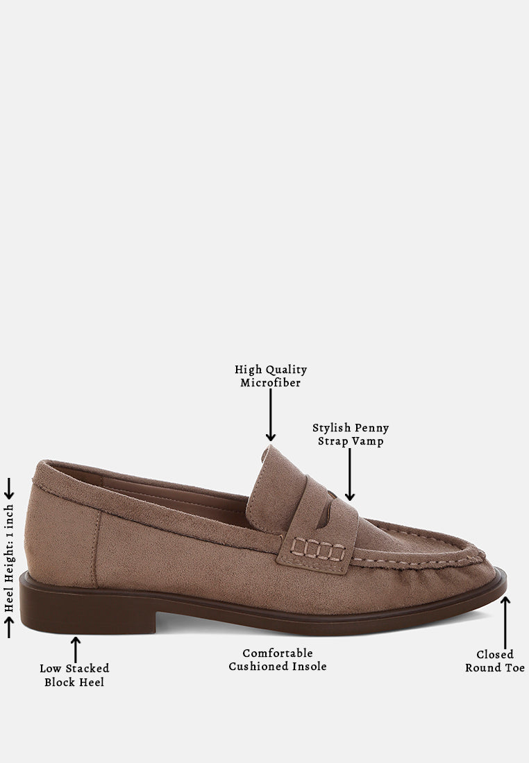Fhalko Penny Strap Low Block Heel Loafers