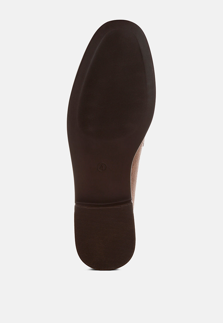 Fhalko Penny Strap Low Block Heel Loafers