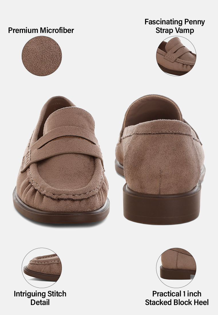 Fhalko Penny Strap Low Block Heel Loafers