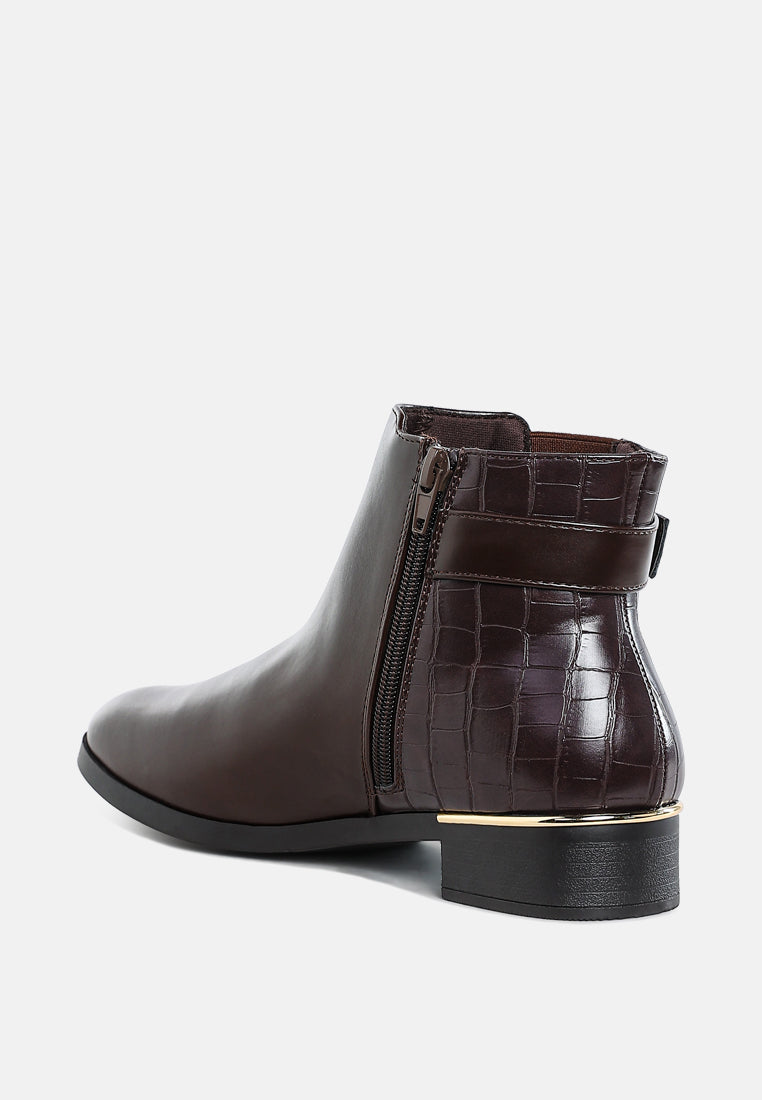 Buckled Faux Leather Ankle Boot by MODE