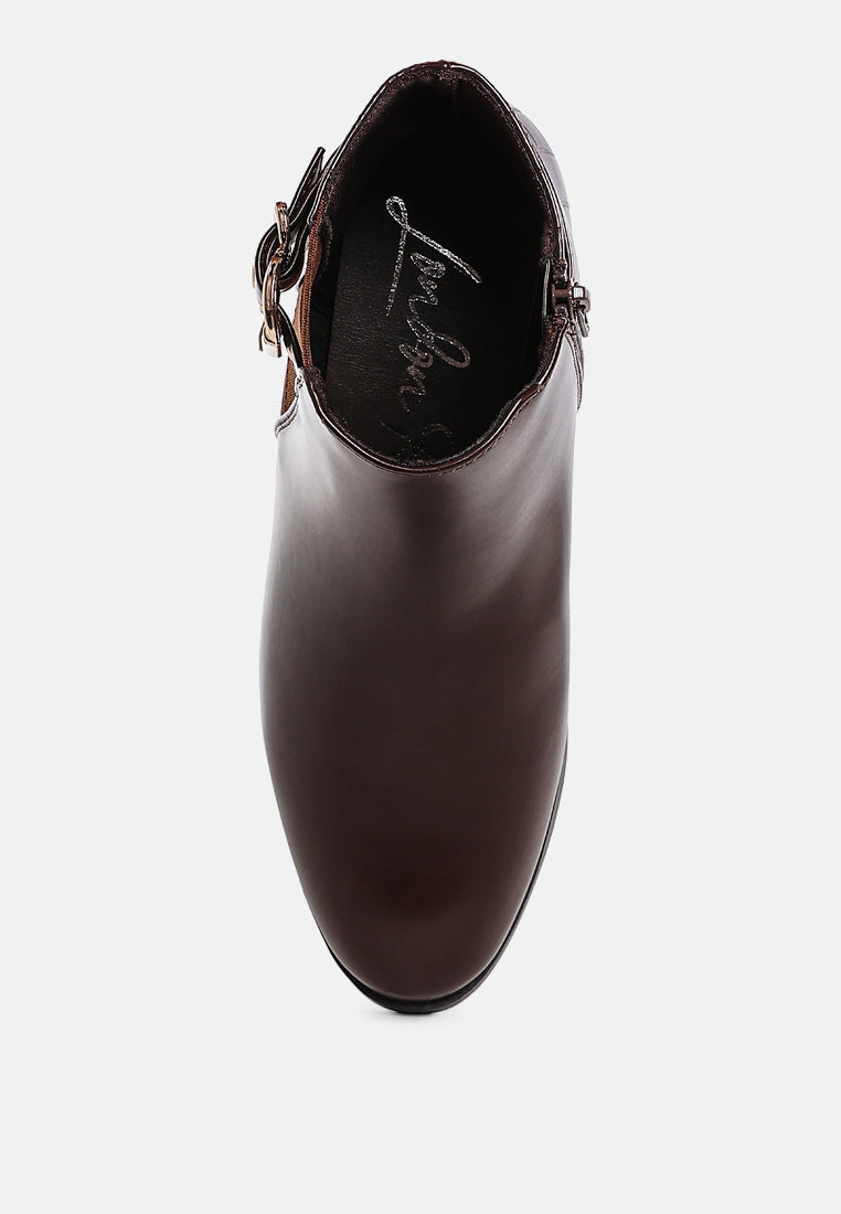 Buckled Faux Leather Ankle Boot by MODE