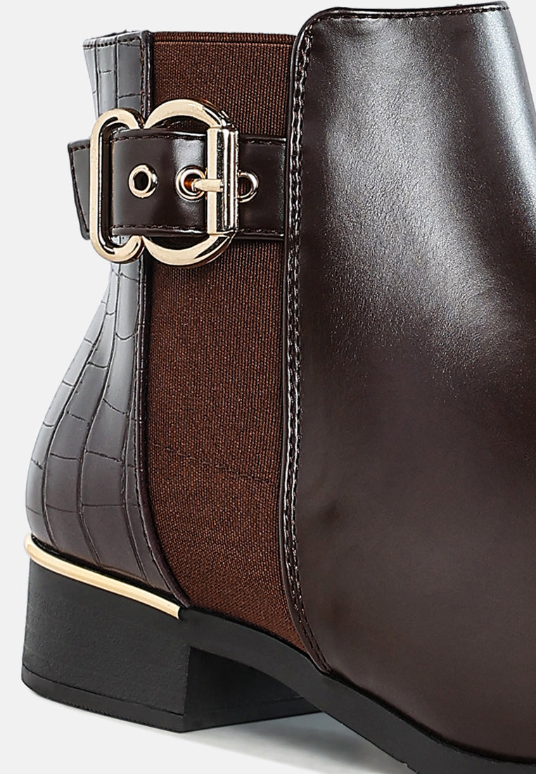 Buckled Faux Leather Ankle Boot by MODE