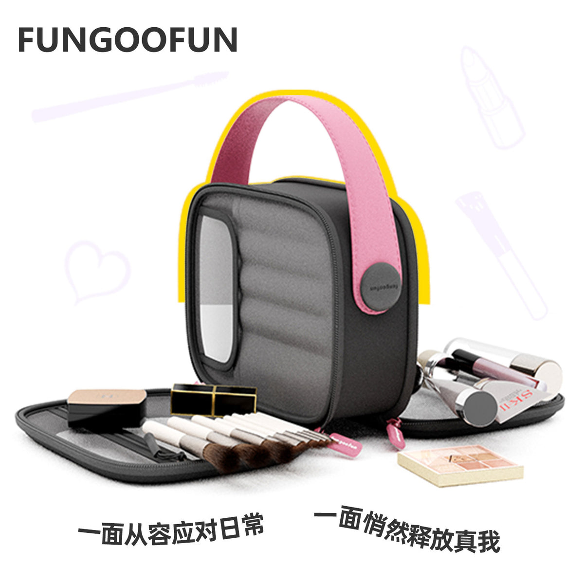 Fungoofun Makeup Bag PLUS compartments