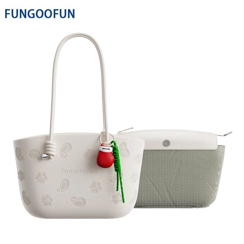 Fungoofun Cashew-Flower Tote Bag - Cloud White