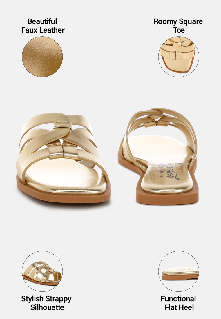 Hebal Metallic Faux Leather Slip Ons